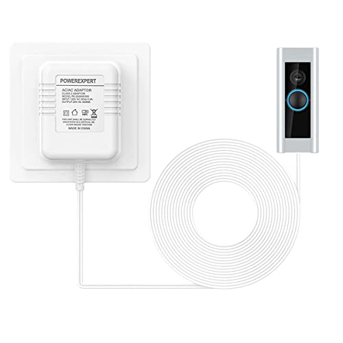 Türklingel Transformatoren 24 V/500mA, White AC Netzteil Transformatorkabel, Smart Home Zubehör kompatibel mit Ring Video-Türklingel (5m)