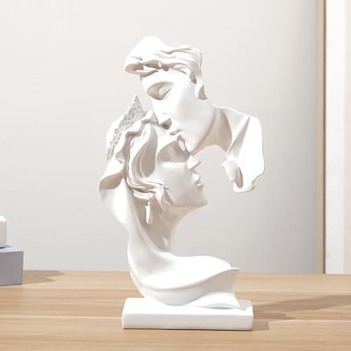 NORHOR Pärchen-Statue Kreative Kussskulptur Abstrakte Kunst Paar Skulptur Heimdekoration Harz Dekoration Romantische Statue Verwendet für Heimdekoration Hochzeit Geschenk (Weiß)