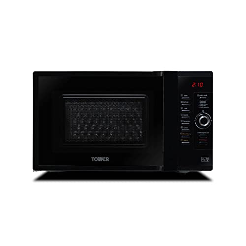 Tower KOC9C0TBKT Doppelwellen-Kombi-Backofen mit Mikrowelle/Grill/Umluft Backofen-Funktionen, selbstreinigend, 900 W, 28 Liter, Schwarz
