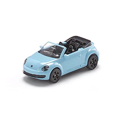 siku 1505, VW The Beetle Cabrio, Metall/Kunststoff, Hellblau, Spielzeugauto für Kinder, Anhängerkupplung