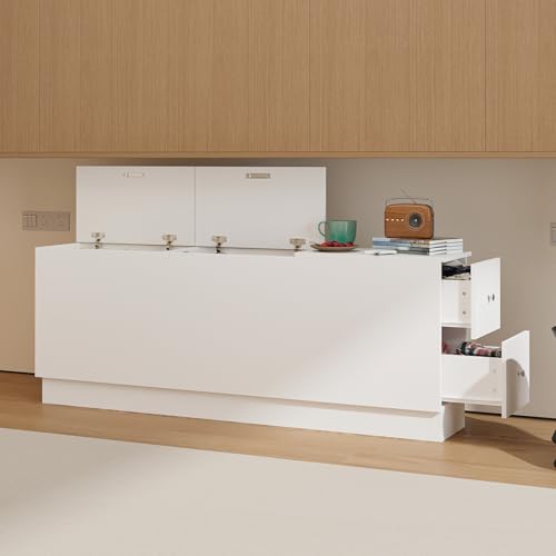 DEZAGCE Schrankbett Bed Concept, Bettschrank Schrank, Schlafzimmerschrank mit 3 Schränken,Kleiderschrank, 60 x 160 x 30 cm,Weiß, Horizontal