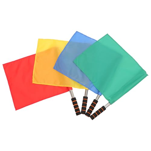 LOORGVEL 4 Stück Startflagge Sicherheitssignalflagge Handsignalflagge Sportordnungsflagge Fußballschiedsrichterflaggen Handsignalflaggen Verkehrsflagge Warnsignalflaggen Rotes