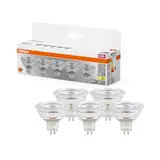 OSRAM LED BASE MR16, Vorteilspack mit 5 Niedervolt Leuchtmittel, ersetzt herkömmliche 35W Reflektor Glühbirnen, warmweiß (2700K), 3.8W, GU5.3 Sockel, mattes Glas, nicht dimmbar