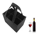 Hitopin Weinflasche Geschenk Tasche Wein Tasche 6 Flaschen Weinflaschen Geschenktüte Wiederverwendbare Waschbar mit abnehmbaren Teiler Flaschenträger für Reisen Party Strand Urlaub (Schwarz)