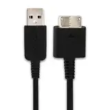 subtel® USB Kabel 1m kompatibel mit Sony PS Vita (PCH-1000 / PCH-1004) / PS Vita (PCH-1100 / PCH-1104) Ladekabel System Connector auf USB A 2.0 Datenkabel schwarz PVC