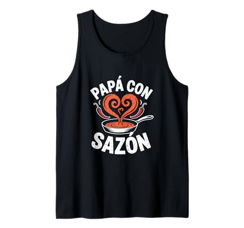 Herren Papa Con Sazón Herz, Gewürze, lateinamerikanischer Vater, Kochen, Essen, Papa, Vater Tank Top
