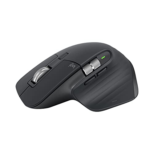 Logitech MX Master 3S – kabellose Performance-Maus mit ultraschnellem Scrollen, ergonomisch, 8K DPI, Glass Tracking, leises Klicken, USB-C, Bluetooth, Windows, Linux, Chrome – Dunkelgrau, 1er Pack