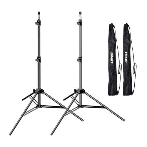 EMART 210cm Lichtstativ Stabil Lampenstativ Aluminium-Stativständer Licht Stativ tragbares Beleuchtungsstativ 5 kg Traglast, 1/4 Zoll Schraube Light Stand für Studio Kits, Softbox-2 Stück