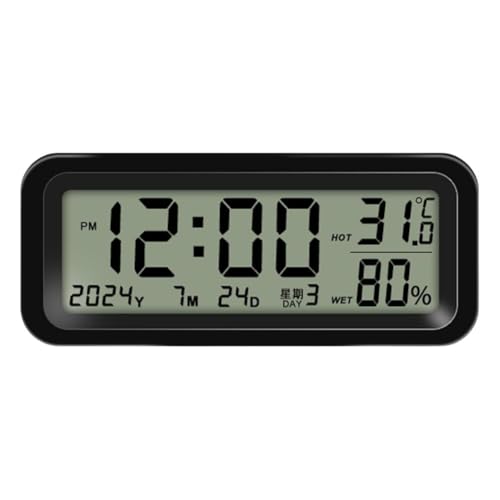 Kleine digitale Auto-Uhr, Solarenergie, Temperatur, Luftfeuchtigkeitsmesser, Hintergrundbeleuchtung, Auto, Armaturenbrett, LKW, Datum, Automobilzubehör, Uhrzeit, Solar-Digitaluhr, Schreibtischwecker,