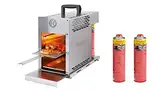 ROTHENBERGER Industrial THERMO ROASTER TO GO Gasgrill inkl. 2 x Multigas-Kartusche 600 ml, Grillrost & Gastroschale Steakgrill Oberhitzegrill Beef Maker Hochtemperaturgrill Edelstahl