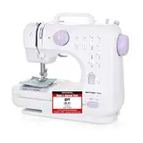 Emerio Nähmaschine für Kinder und Anfänger, SEW-121820, 12 Stichmuster, Mini mit Fußpedal, Strom und Batteriebetrieb, Zuhause, LED Licht, Vor und Rückwärtsautomatik, Weiß/Rosa