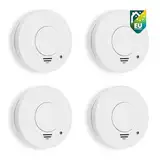 Smartwares Rauchmelder - TÜV geprüft - DIN EN 14604 Zertifiziert - Optischer Sensor - Testknopf - 85 dB - 10.100.41-4er-Set