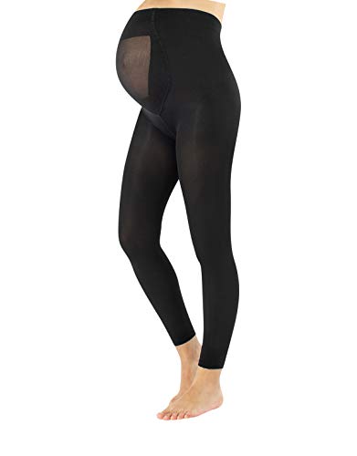 CALZITALY Blickdichte Umstandsleggings | Schwangerschaft Hosen | Schwarz | S, M, L, XXL | 100 DEN | Made in Italy (XL, Schwarz)