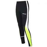 Airtracks Damen Thermo Laufhose Lang - Winter Funktions Running Tight - Warm - Atmungsaktiv - Reflektoren - schwarz - neon - L - Damen