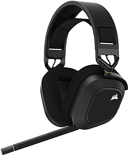 CORSAIR HS80 RGB WIRELESS Multiplattform-Gaming-Headset - Dolby Atmos - Omnidirektionales Mikrofon - iCUE-Kompatibel - PC, Mac, PS5, PS4 - Carbon, Farbe Schwarz