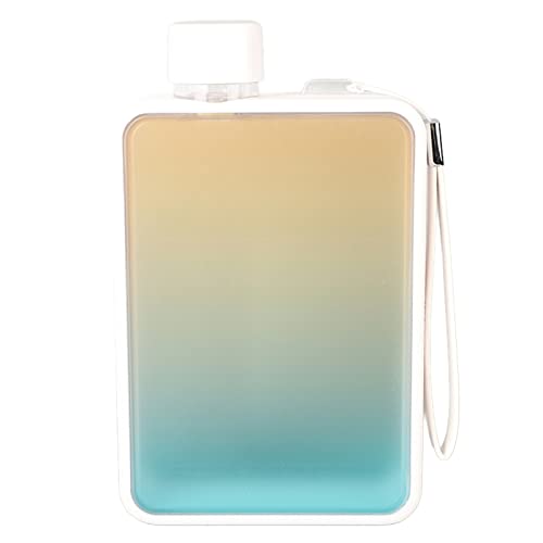 Flache Wasserflasche, 13 Unzen, A5, Tragbarer Reisebecher, Handtasche, Schmale Kaltflasche, Flache Wasserflasche, BPA-frei, Einzigartiges Verlaufsdesign, für Outdoor-Sportarten, (Farbverlauf Weiß)