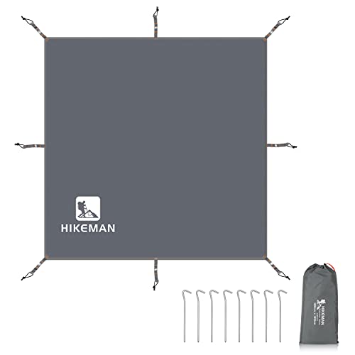 HIKEMAN Zeltplane Mehrzweck Campingzelt Plane - Wasserdichtes Zeltunterlage,Camping Zelt Tarp, Markisenteppich Mehrere Größen für Camping Wanderpicknick (Updated-Grey,300 * 300cm)