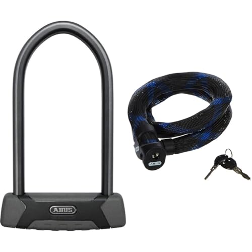 ABUS Bügelschloss Granit XPlus 540 - Fahrradschloss mit XPlus Zylinder - ABUS-Sicherheitslevel 15 - Schwarz/Grau & Ivera Steel-O-Flex 7200/110, AB55138 Unisex, Nero, 110 cm, Schwarz