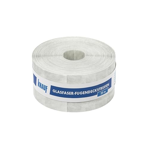 Knauf Glasfaser-Fugendeckstreifen zum lückenlosen Verspachteln von Fugen – Bewehrungs-Streifen zum Verfugen von Gipskarton-Platten bzw. Gipsfaser-Platten, 50 mm x 25 m