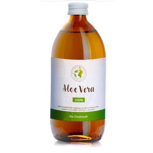 Mother Earth Products | 100% Bio Aloe Vera Direktsaft ohne Zusätze | Reines inneres Gel des Aloe Vera Blattes zum trinken | 1200mg/l Aloverose | 500ml