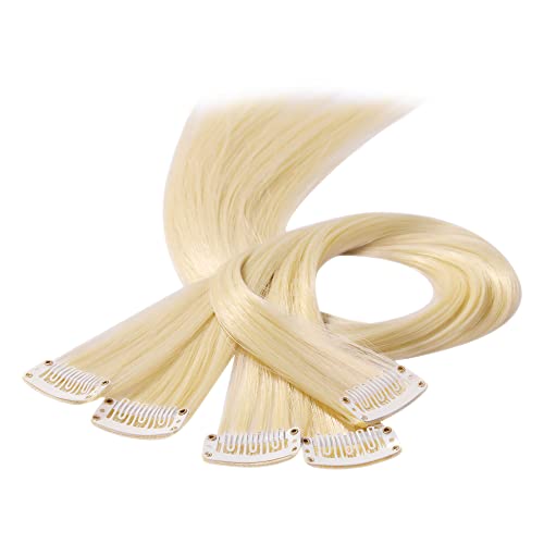 Beauty7 DIY Farbige Haarverlängerungen haarsträhnen zum einklipsen Bunte zum einflechten mit Haarclips strähnchen clip in extensions Haarteil Perücken Highlights Hair für Mädchen 50cm 5stk Blond