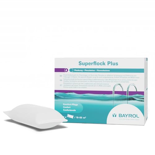 BAYROL Superflock Plus 1 kg - Flockungsmittel Pool für Sandfilter / Filterglas - Effektive Vorbeugung & Entfernung von Trübungen - Entfernt zuverlässig Phosphate & Metalle - Flockkartusche Pool