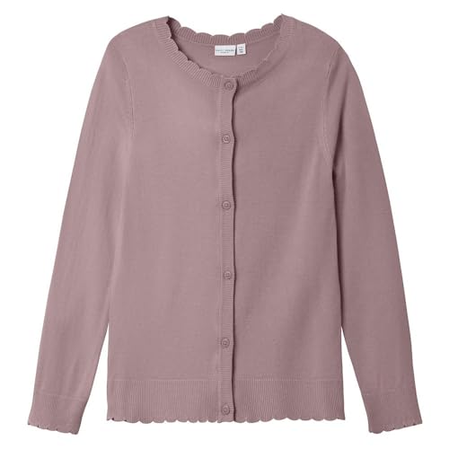 NAME IT Mädchen Nkfvamone Ls Knit Card Noos Strickjacke, Lila, 134-140 EU