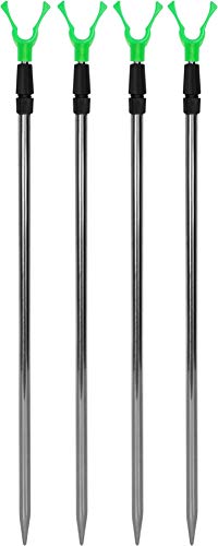 normani 4er Set Teleskop Rutenhalter 75-135 cm Rutenauflage Rutenständer Schnurlaufkerbe U-Auflage Farbe Oliv