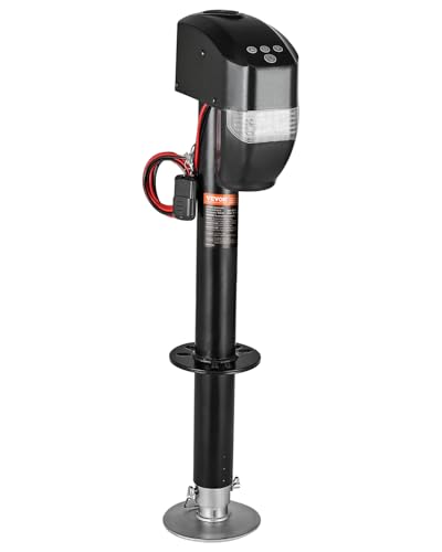 VEVOR Elektrischer Anhängerheber, 2267 kg, Wohnmobil-Elektro-Anhängerstütze mit 2-Wege-Anschluss, Fernbedienung, Kurbelgriff & Wagenheber-Abdeckung, 255-860 mm Hub, für Anhänger und Wohnmobile