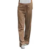 Feste Damen-Leinen Baumwollhose Lange Flügel Fashion-Hosen lässige gerade Hosen Satin Hose Damen (Khaki, XXXXXL)