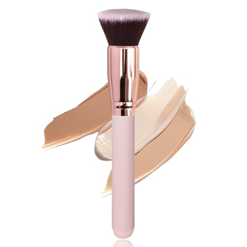 AIVEKE Roségold Foundation Pinsel - Make-Up Pinsel Flacher Kosmetikpinsel Kabuki Make up Pinsel mit Flacher Oberseite für Cremige, Pudrige oder Flüssige Foundation