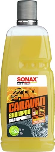 SONAX CARAVAN Shampoo (1 Liter) Reinigungskonzentrat mit Wachsanteilen, für alle Oberflächen an Caravan/Bus/Wohnmobil/Wohnwagen | Art-Nr. 07133000, orange