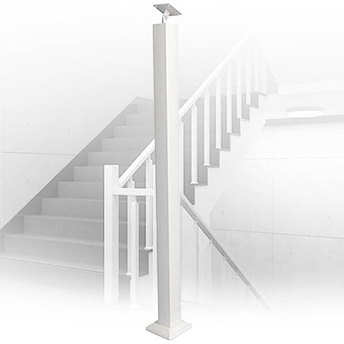 Verstellbare Treppengeländerspindeln aus weißem Metall – Baluster des Geländersystems für Terrassen, Veranden, Gartenstufen – 270°-Halterung im Lieferumfang enthalten (Größe: 90 cm