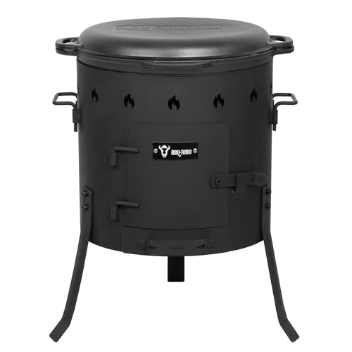 BBQ-Toro Gusseisen Kazan 16 Liter mit Kazan Ofen Ø 40 cm | XXL Gusstopf mit Deckel, Gusseisentopf | Gulaschkessel, Feuerkessel, Outdoor Ofen | Feuer-Ofen, Eintopfofen, Feuerstelle, Utschak