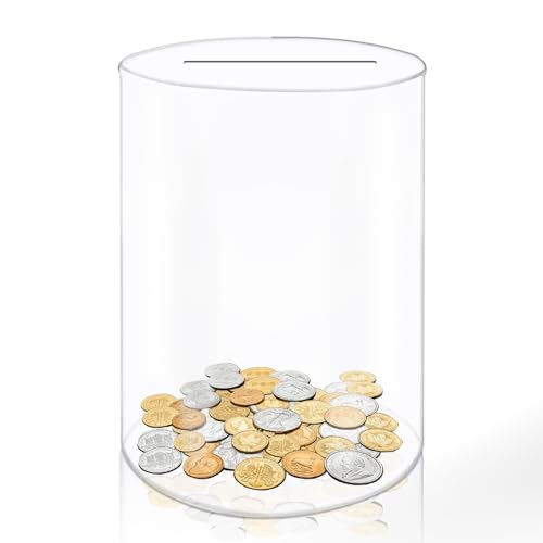 Acryl Transparente Sparbüchse,Spardose Nicht zum öffnen Spardosen für Kinder Erwachsene,Spardose Durchsichtig Spardose für Scheine (26 X 16 X 16cm)