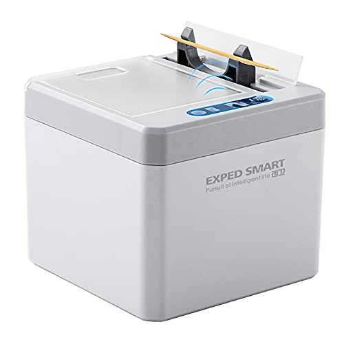 Nikou Elektrischer Zahnstocherhalter, Automatischer Zahnstocherspender, Intelligente Infrarot-Induktions-Zahnstocherbox, Grauweiß, 9,5x9,5x8cm