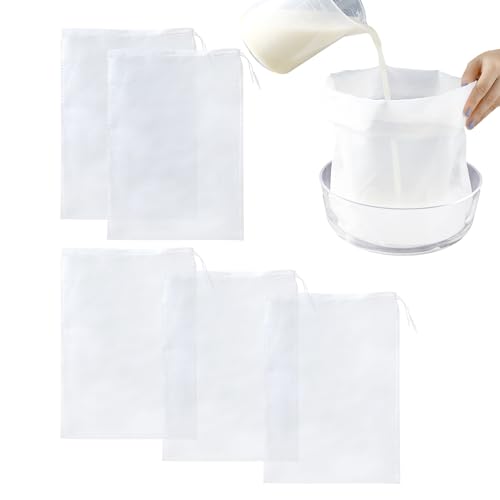 3 Stück 200 Mesh Feinmaschige Filterbeutel Mit 2 Stück 300 Mesh Feinmaschige Filterbeutel, Sojamilch-Filterbeutel, Nussmilch-Filterbeutel, Weinfilter, Geeignet Für Zuhause, Restaurant, Café