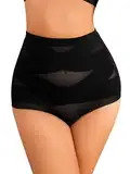 Auffortria Shapewear Damen Bauchweg Unterhose Hohe Taille Miederhose Miederslips Figurformende Bodywäsche Bauchkontrolle Miederpant Body Shaper (Medium, Schwarz)