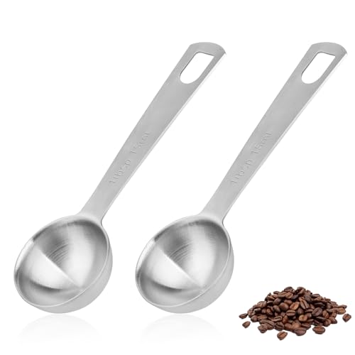 2 Esslöffel aus Edelstahl, Kaffeelöffel Portionierer, Kaffeemesslöffel, kleiner Metalllöffel, Kaffeelöffel für gemahlenen Kaffee, Löffel aus Edelstahl(15ml)