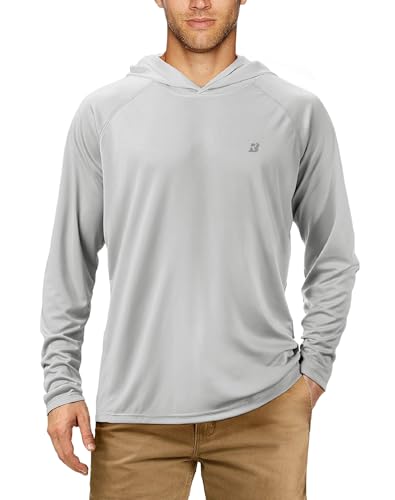 Roadbox UPF 50+ Sun UV-Schutz Hoodie für Männer, Sport Langarm Pullover Shirt, Schnell Trockend Funktionsshirt für Running Gym Surf