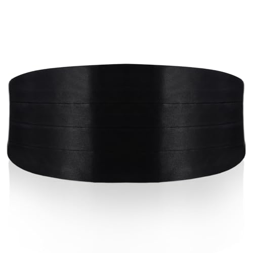 Lusofie Kummerbund für Herren, einfarbig, schwarz, mit verstellbarem Band für Smoking, Accessoires, perfekt für Hochzeiten, Abschlussbälle und formelle Veranstaltungen (schwarz), Schwarz, Large