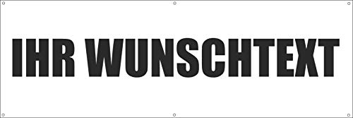 Werbeplane Gerüstplane - 150x50 cm individuell Wunschtext Text - für Baustelle, Garten, Zaun, Konzert, Gerüst mit Saum und Ösen - mit Folie beschriftet - Plane Banner - freie Farbwahl sehr stabil