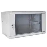 Koscom Connect Netzwerkschrank 6 HE I Serverschrank 19 Zoll I Wandmontage 600 x 450 x 380 mm I voll montiert I Server Gehäuse mit abschließbarer Glastür I Traglast 60 kg I Grau