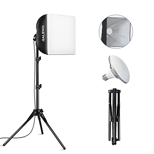 RALENO Softbox Fotografie Beleuchtungsset, 40 x 40cm, LED Fotografie Studio Licht mit 50W 5500K LED Leuchtmittel, 97 CRI Lichtbox (Schwarzer Rand)