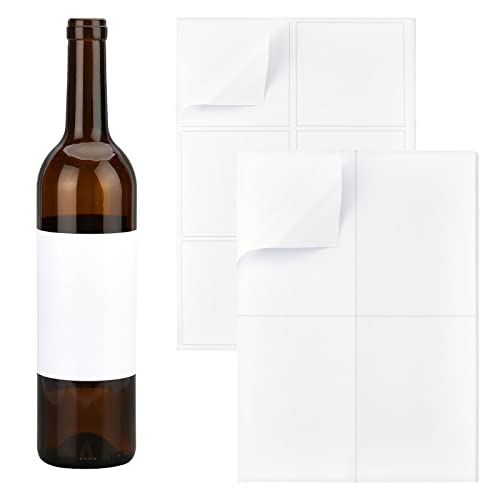 PandaHall 100 Stück Leeres Weinetikett 2 Größen Mattweißer Etikettenaufkleber 3.7x3.6/5.8x4.1 Selbstklebende Weinflaschenetiketten Inkjet-Bedruckbare Aufkleber Für Hausgemachte Weinhochzeits