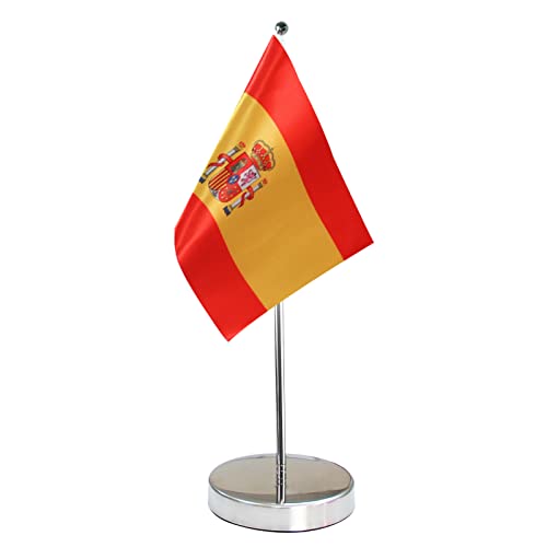 Spanische Tischfahne 9 "x 6" - Spanische Schreibtisch Flagge Enthält Fahnenmast und Unterseiten