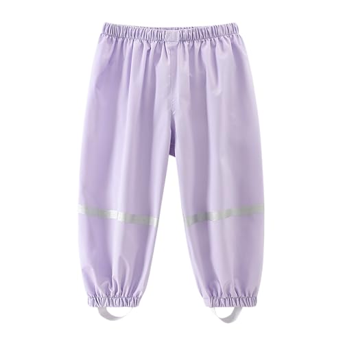 Dioshark Regenhose Mädchen wasserdichte Matschhose Baby Kleinkind Sommer Lila Dünn Buddelhose mit Reflektor Regenlatzhose Ohne Träger Gefüttert Leichte Atmungsaktive Fahrrad für Alter 1-2 Jahre