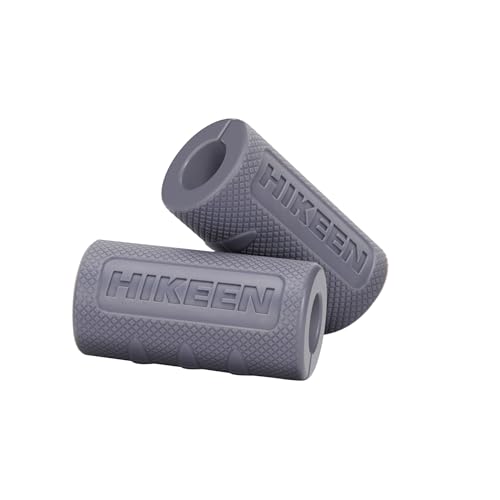 BOOSTEADY Hantelgriffe Silikon Grips, 2 Stücke Bar Grips Thick Bar Grips für Bizeps Trizeps und Unterarm Hantelgriffe für Armtraining, Grau(5,1 cm Außendurchmesser)