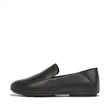 Fitflop Damen Allegro Crush-Back Leather Loafers Flacher Slipper, Schwarz, 41 EU