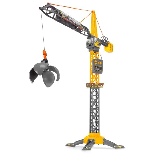 Dickie Toys - Mighty Crane (110 cm) - großer Spielzeug-Kran mit 360°-Drehung & Abrissbirne inkl. Greif-Funktion, Spielkran für Kinder ab 3 Jahre mit Kabel-Fernbedienung